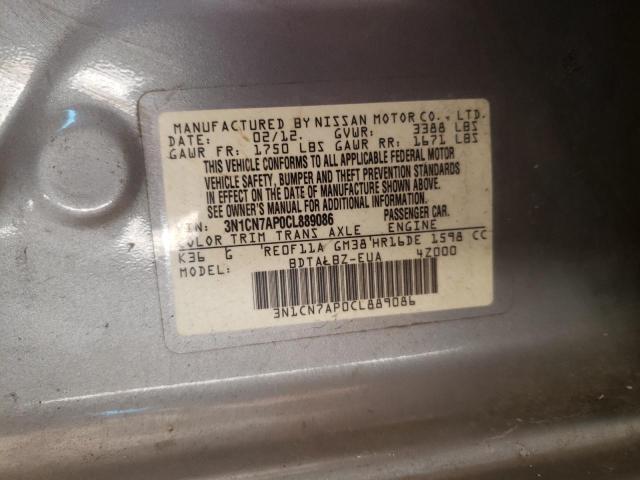 Photo 10 from auction – 2012 NISSAN VERSA S with VIN 3N1CN7AP0CL889086