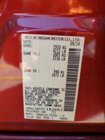 Photo 10 from auction – 2015 NISSAN ALTIMA 2.5 with VIN 1N4AL3AP7FC183662