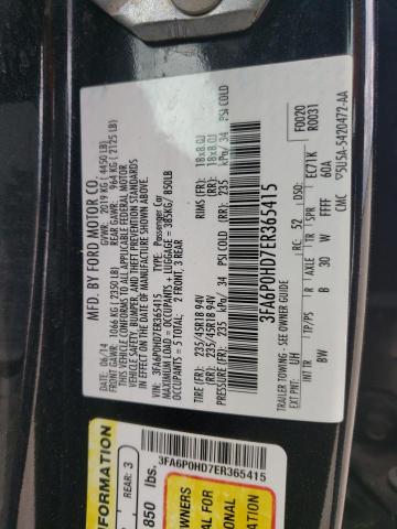 Photo 10 from auction – 2014 FORD FUSION SE with VIN 3FA6P0HD7ER365415