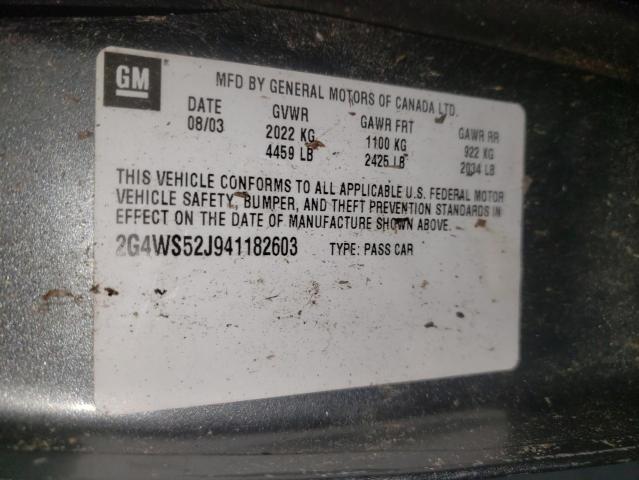 Photo 10 from auction – 2004 BUICK CENTURY with VIN 2G4WS52J941182603