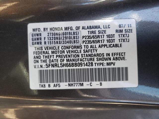Photo 10 from auction – 2011 HONDA ODYSSEY EX with VIN 5FNRL5H66BB091428