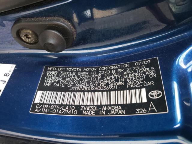 Photo 10 from auction – 2010 TOYOTA PRIUS with VIN JTDKN3DUXA0036921