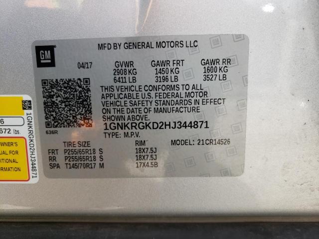 Photo 10 from auction – 2017 CHEVROLET TRAVERSE L with VIN 1GNKRGKD2HJ344871