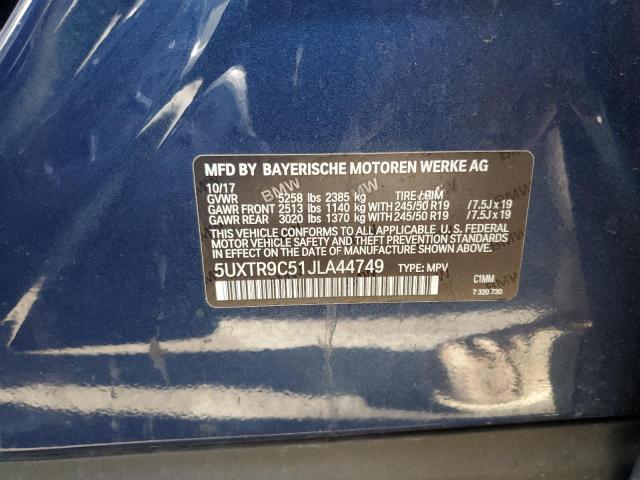 Photo 10 from auction – 2018 BMW X3 XDRIVE3 with VIN 5UXTR9C51JLA44749
