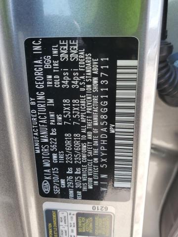 Photo 10 from auction – 2016 KIA SORENTO EX with VIN 5XYPHDA58GG113711
