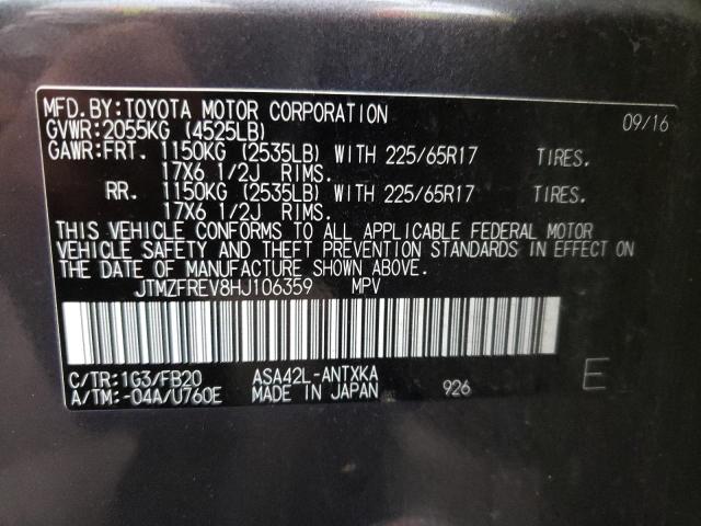 Photo 10 from auction – 2017 TOYOTA RAV4 LE with VIN JTMZFREV8HJ106359