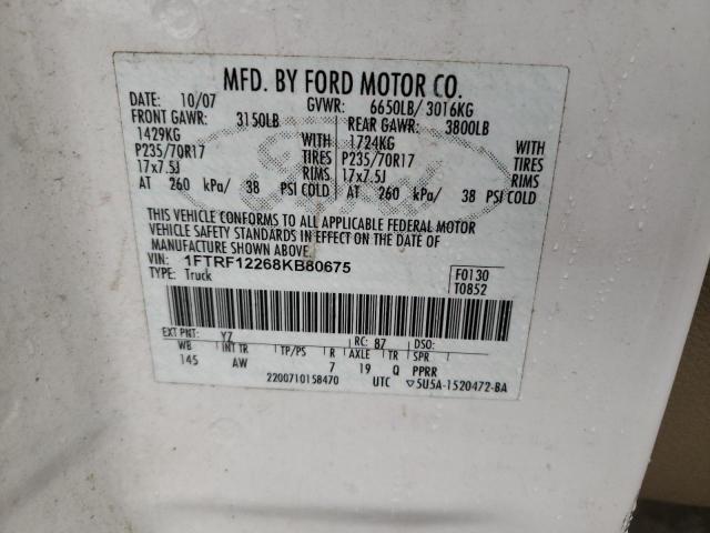 Photo 10 from auction – 2008 FORD F150 with VIN 1FTRF12268KB80675