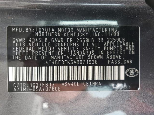 Photo 10 from auction – 2010 TOYOTA CAMRY BASE with VIN 4T4BF3EK5AR071936