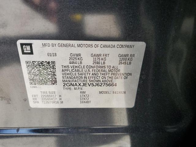 Photo 10 from auction – 2018 CHEVROLET EQUINOX LT with VIN 2GNAXJEV5J6275664