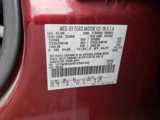 Photo 10 from auction – 2000 FORD F350 SUPER with VIN 1FTWW33F8YED81346