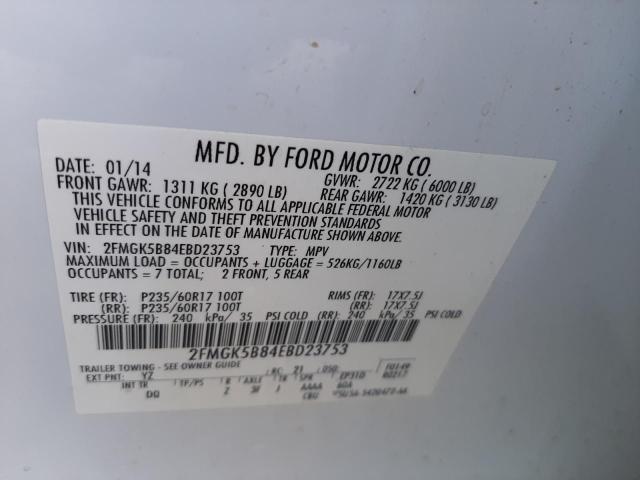 Photo 10 from auction – 2014 FORD FLEX SE with VIN 2FMGK5B84EBD23753