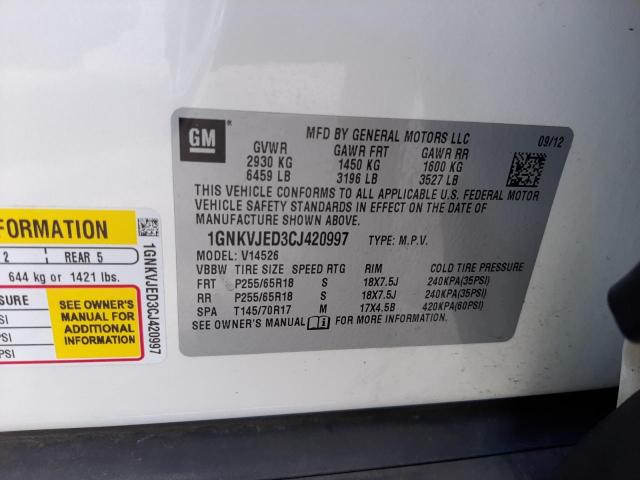 Photo 10 from auction – 2012 CHEVROLET TRAVERSE L with VIN 1GNKVJED3CJ420997
