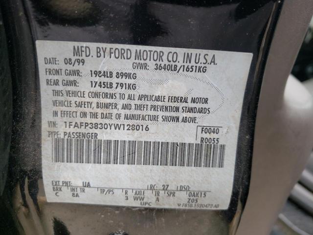Photo 10 from auction – 2000 FORD FOCUS ZTS with VIN 1FAFP3830YW128016
