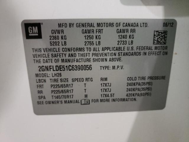 Photo 10 from auction – 2012 CHEVROLET EQUINOX LT with VIN 2GNFLDE51C6390056