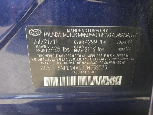Photo 10 from auction – 2012 HYUNDAI SONATA SE with VIN 5NPEC4AC7CH338533