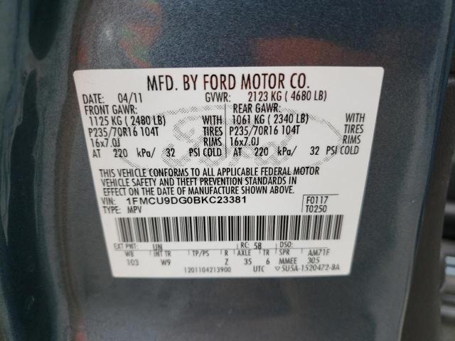 Photo 10 from auction – 2011 FORD ESCAPE XLT with VIN 1FMCU9DG0BKC23381