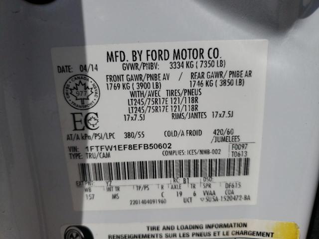 Photo 10 from auction – 2014 FORD F150 SUPER with VIN 1FTFW1EF8EFB50602
