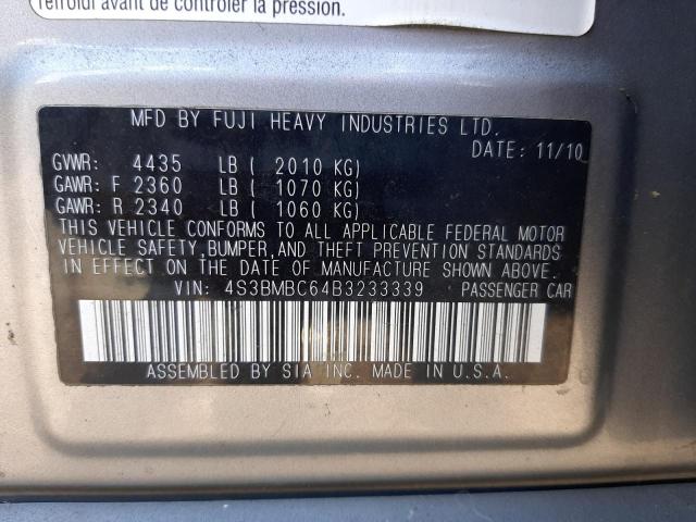 Photo 10 from auction – 2011 SUBARU LEGACY 2.5 with VIN 4S3BMBC64B3233339