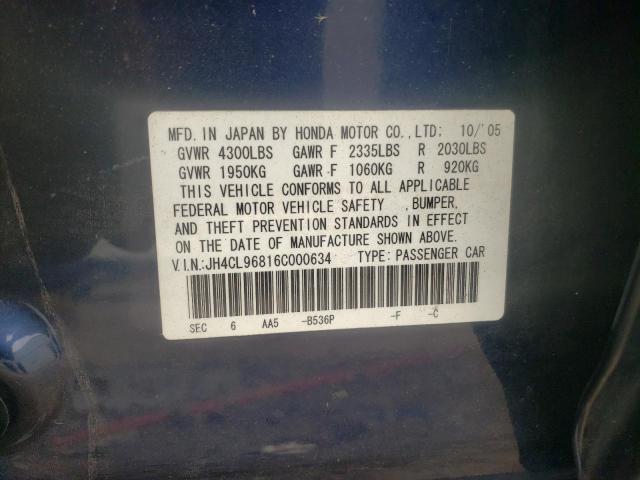 Photo 10 from auction – 2006 ACURA TSX with VIN JH4CL96816C000634