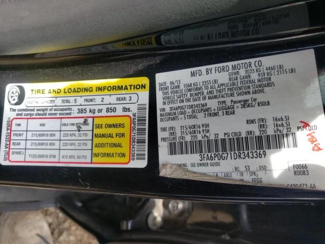 Photo 10 from auction – 2013 FORD FUSION S with VIN 3FA6P0G71DR343369