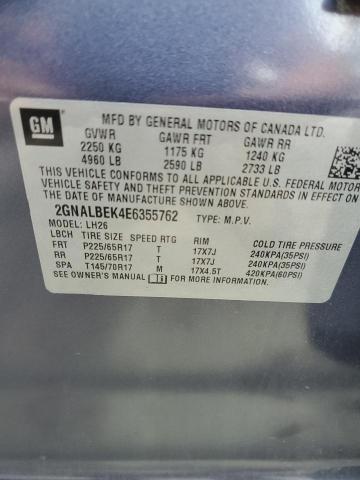 Photo 10 from auction – 2014 CHEVROLET EQUINOX LT with VIN 2GNALBEK4E6355762