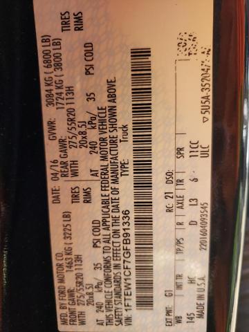 Photo 10 from auction – 2016 FORD F150 SUPER with VIN 1FTEW1CF7GFB91336