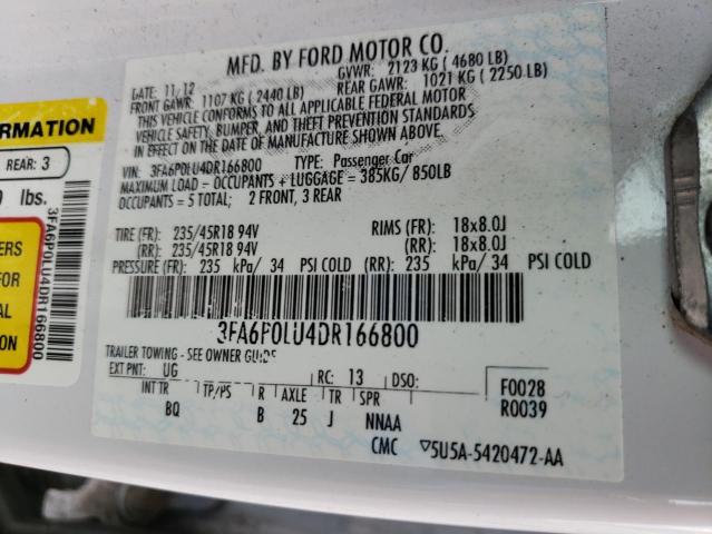 Photo 10 from auction – 2013 FORD FUSION SE with VIN 3FA6P0LU4DR166800