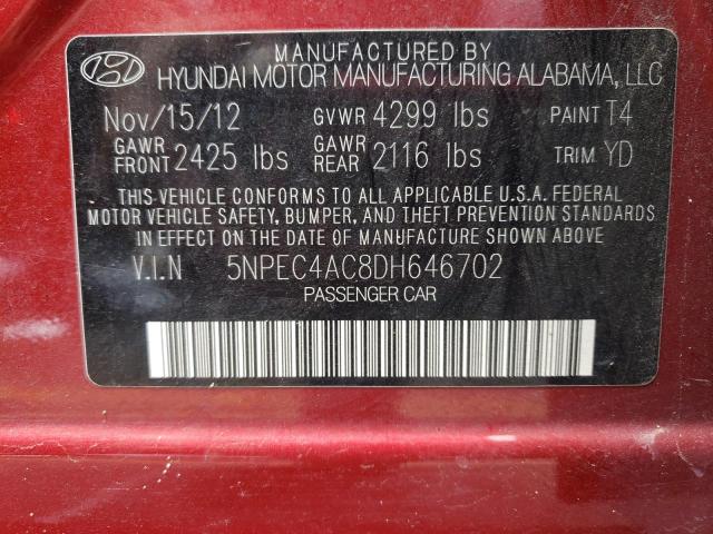 Photo 10 from auction – 2013 HYUNDAI SONATA with VIN 5NPEC4AC8DH646702