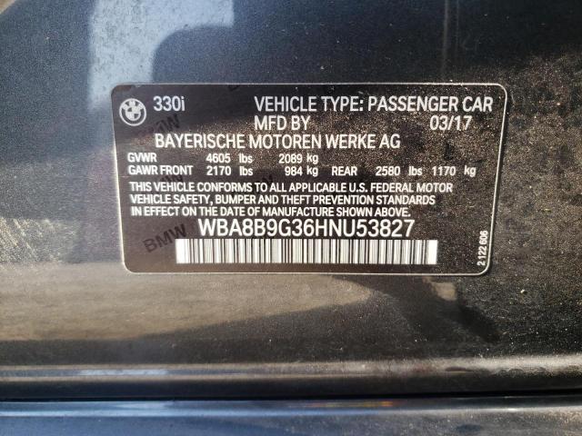Photo 10 from auction – 2017 BMW 330 I with VIN WBA8B9G36HNU53827