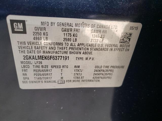 Photo 10 from auction – 2015 GMC TERRAIN SL with VIN 2GKALMEK6F6377191
