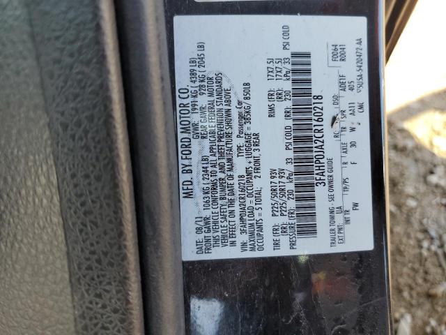 Photo 10 from auction – 2012 FORD FUSION SEL with VIN 3FAHP0JA2CR160218
