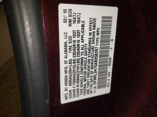 Photo 10 from auction – 2010 HONDA ODYSSEY EX with VIN 5FNRL3H75AB058397