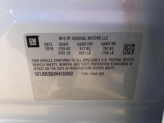 Photo 10 from auction – 2017 CHEVROLET SONIC LT with VIN 1G1JD5SG8H4133862