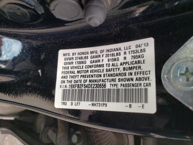 Photo 10 from auction – 2013 HONDA CIVIC LX with VIN 19XFB2F54DE230656
