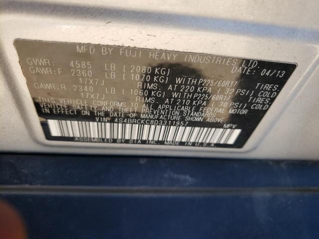 Photo 10 from auction – 2013 SUBARU OUTBACK 2. with VIN 4S4BRCKC8D3311957
