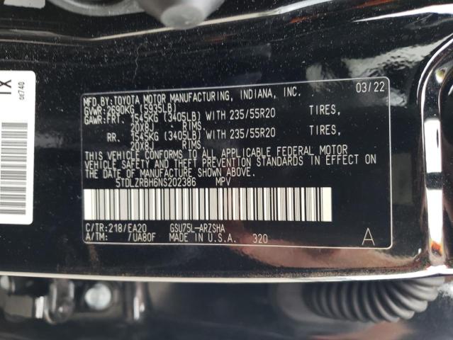 Photo 10 from auction – 2022 TOYOTA HIGHLANDER with VIN 5TDLZRBH6NS202386