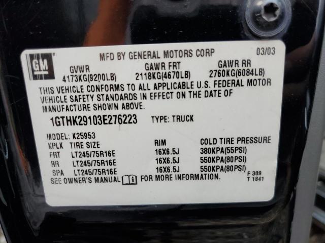 Photo 10 from auction – 2003 GMC SIERRA K25 with VIN 1GTHK29103E276223