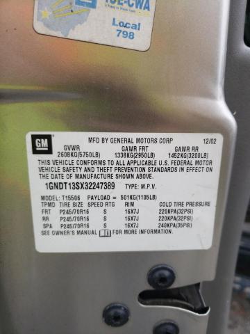 Photo 10 from auction – 2003 CHEVROLET TRAILBLAZE with VIN 1GNDT13SX32247389