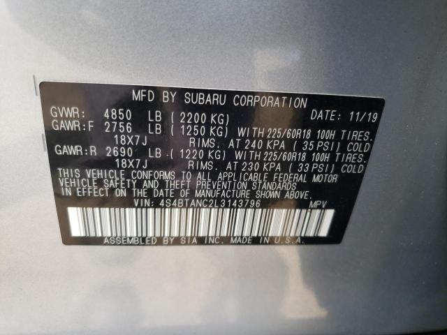 Photo 10 from auction – 2020 SUBARU OUTBACK LI with VIN 4S4BTANC2L3143796