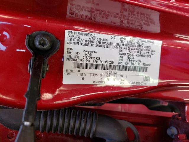 Photo 10 from auction – 2016 FORD FOCUS SE with VIN 1FADP3F21GL281697