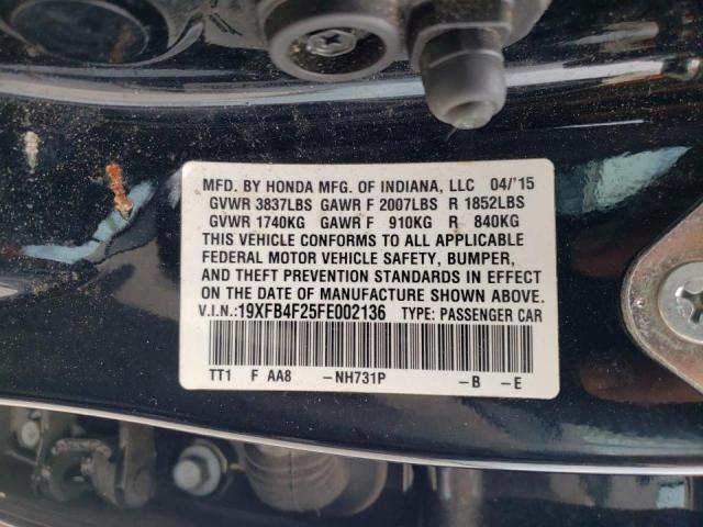 Photo 10 from auction – 2015 HONDA CIVIC HYBR with VIN 19XFB4F25FE002136