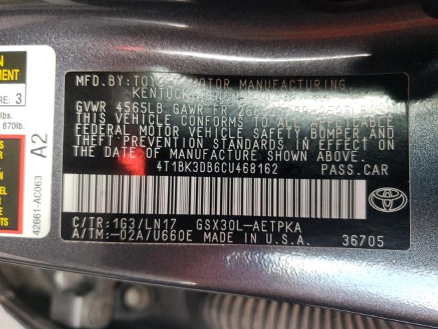 Photo 10 from auction – 2012 TOYOTA AVALON BAS with VIN 4T1BK3DB6CU468162