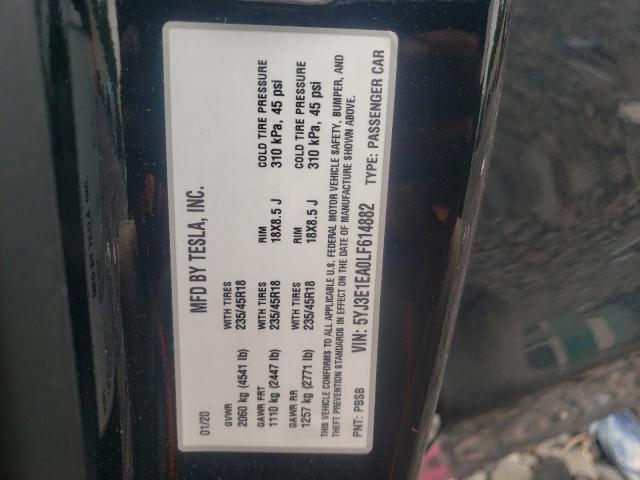 Photo 10 from auction – 2020 TESLA MODEL 3 with VIN 5YJ3E1EA0LF614882