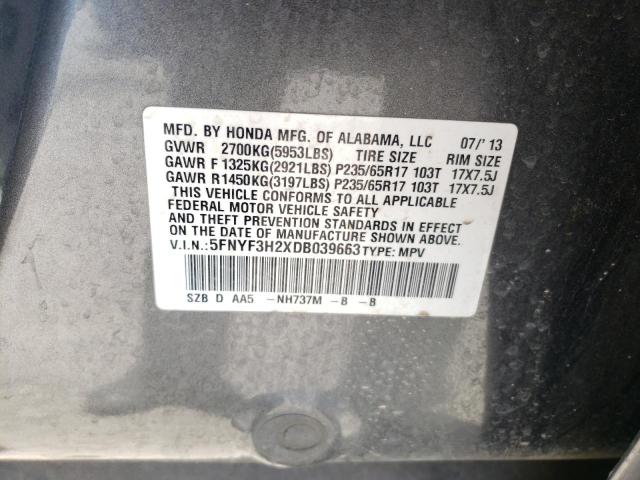 Photo 10 from auction – 2013 HONDA PILOT LX with VIN 5FNYF3H2XDB039663