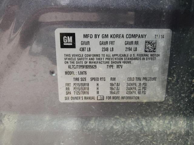 Photo 10 from auction – 2015 CHEVROLET TRAX LTZ with VIN KL7CJTSB9FB095629