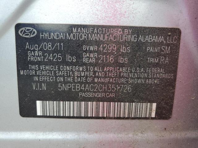 Photo 10 from auction – 2012 HYUNDAI SONATA GLS with VIN 5NPEB4AC2CH351726