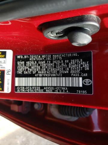 Photo 10 from auction – 2015 TOYOTA CAMRY LE with VIN 4T1BF1FK5FU987472