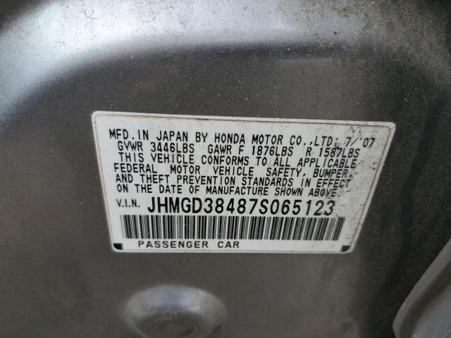 Photo 10 from auction – 2007 HONDA FIT with VIN JHMGD38487S065123