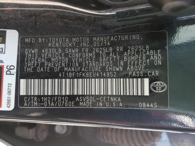 Photo 10 from auction – 2014 TOYOTA CAMRY L with VIN 4T1BF1FK6EU414952