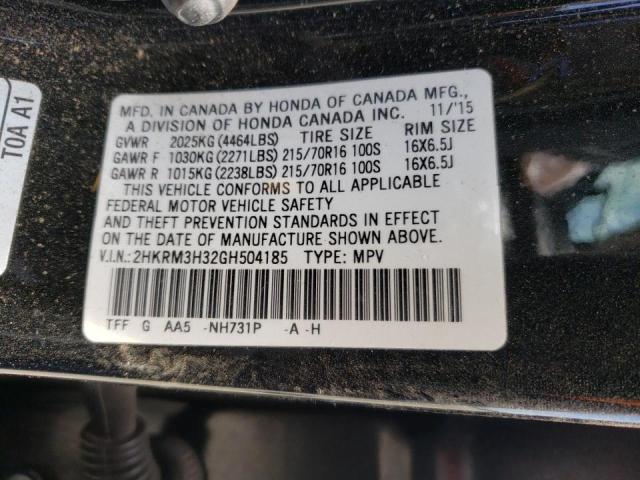 Photo 10 from auction – 2016 HONDA CR-V LX with VIN 2HKRM3H32GH504185